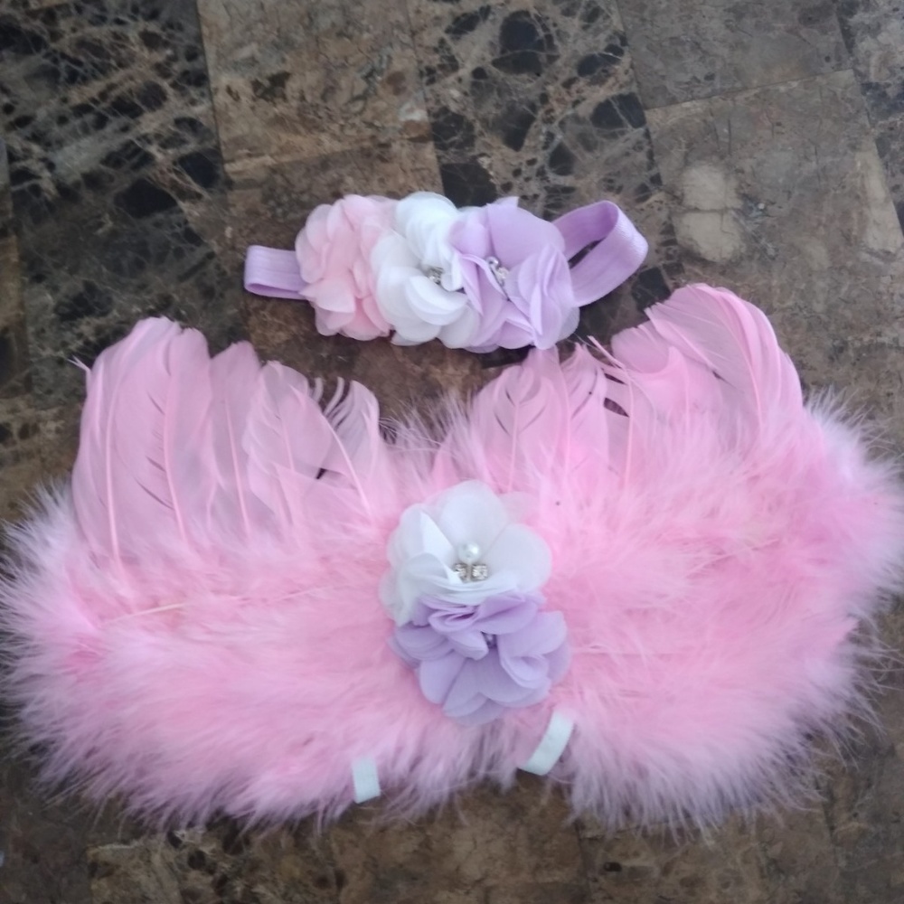 ❇️Pink NEWBORN PHOTO PROP Feathered Angel Wings!!